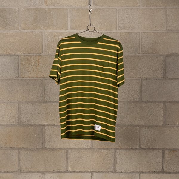 【WACKO MARIA】STRIPED CREW NECK T-SHIRT ( TYPE-1 ) Wacko Maria Striped Crew Neck T-Shirt - Green/Yellow