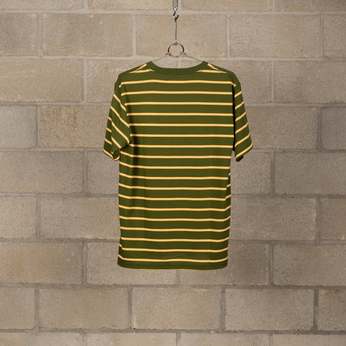 Wacko Maria Striped Crew Neck T-Shirt - Green/Yellow