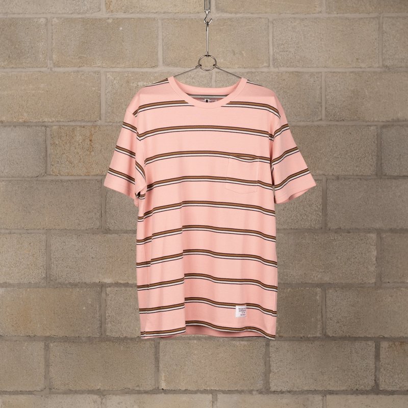 Wacko Maria Striped Crew Neck T-Shirt - Pink/Brown | Garmentory
