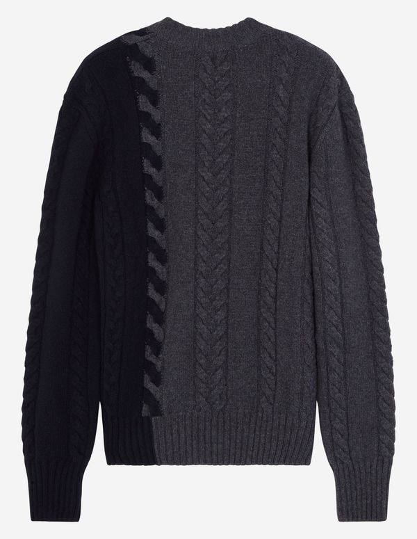 Kitsune Cable Knit Pullover - Grey/Navy Kitsune Cable Knit Pullover - Grey/Navy