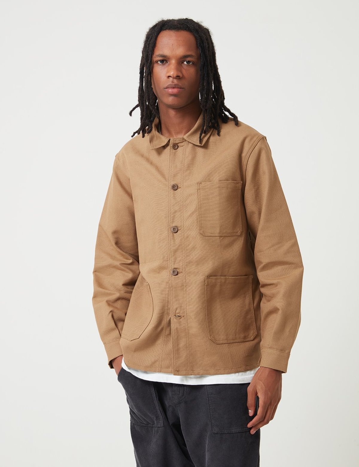 Le Laboureur Work Jacket (Linen) - Light Brown - Image 2 of 5