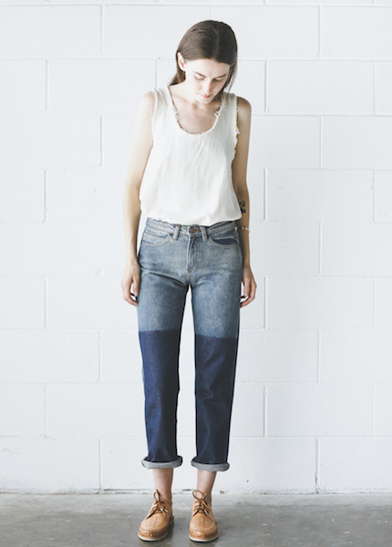Objects Without Meaning Straight Leg Patch Jean - Blue Objects Without Meaning Straight Leg Patch Jean - Blue