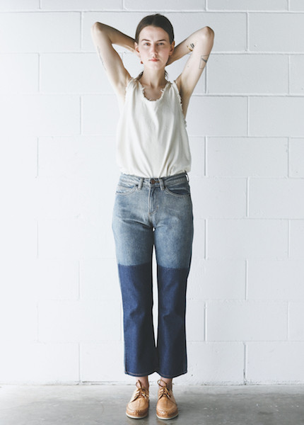 Objects Without Meaning Straight Leg Patch Jean - Blue Objects Without Meaning Straight Leg Patch Jean - Blue