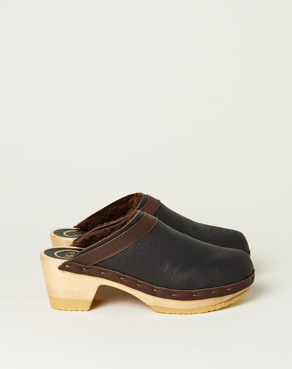 Dakota Shearling Clog on Mid Heel in 