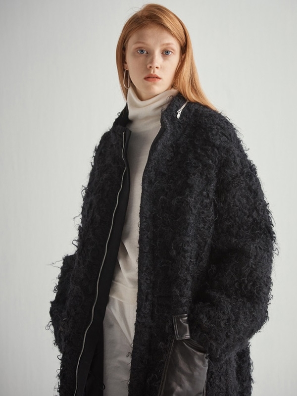 HALEINE Mohair Long Parka - Black HALEINE Mohair Long Parka - Black