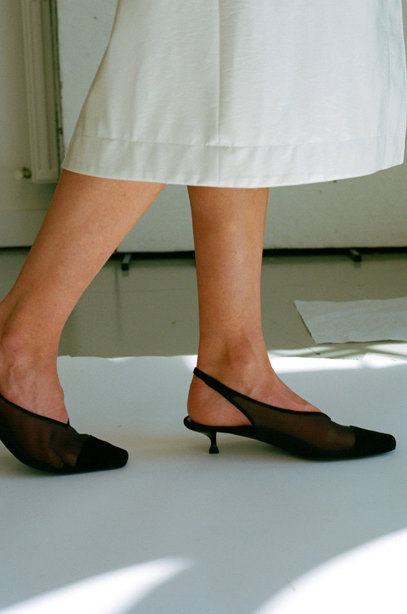 BY FAR Kendall Mesh Slingback Pumps - Black