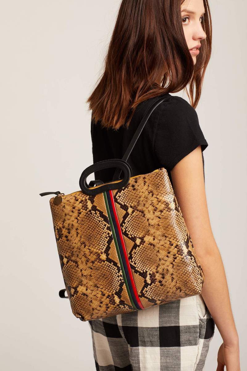 Clare Snake Marcelle Backpack Tan Garmentory