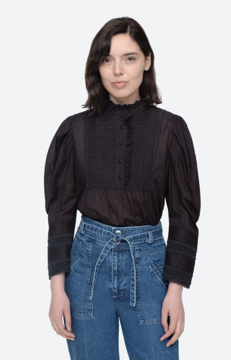 Sea NY Silva Puff Sleeve Blouse - Black | Garmentory