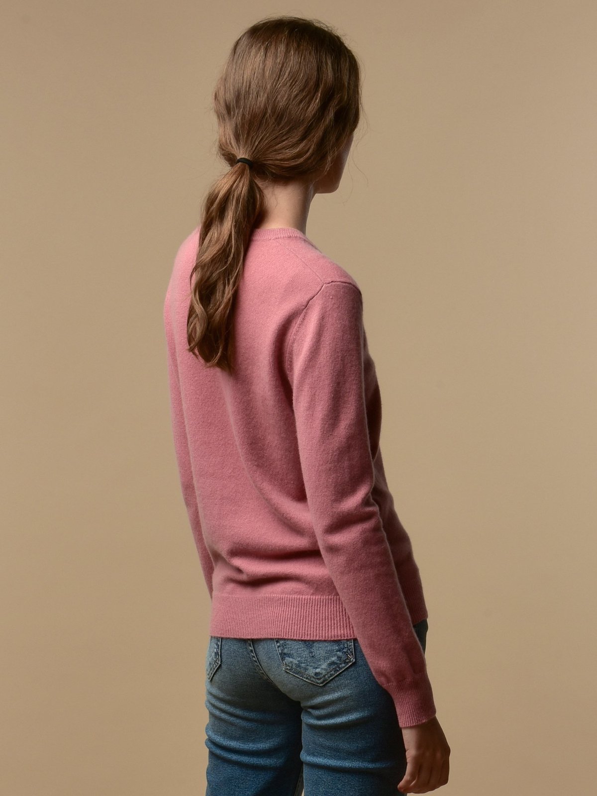 PURE CASHMERE NYC V Neck Sweater - Rose Pink - Image 7 of 7