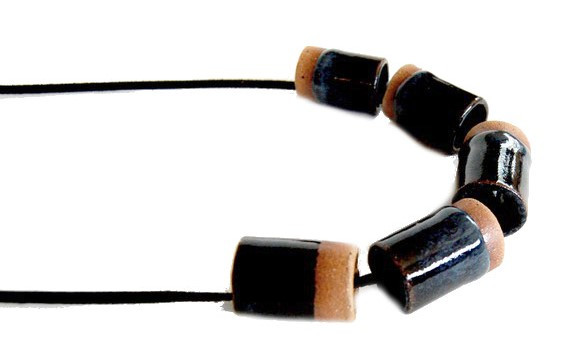 Maple + Mauve Ceramic Dipped Necklace in Black Maple + Mauve Ceramic Dipped Necklace in Black