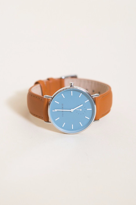 The Horse Classic Leather Watch / Polished Steel Case, Blue Dial, Tan Band The Horse Classic Leather Watch / Polished Steel Case, Blue Dial, Tan Band