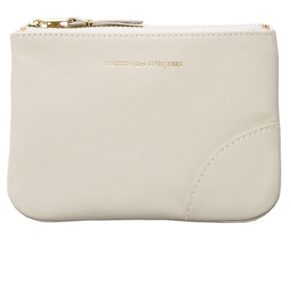 Comme Des Garçons Small Leather Zip Pouch - Off White Comme Des Garçons Small Leather Zip Pouch - Off White