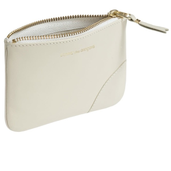 Comme Des Garçons Small Leather Zip Pouch - Off White Comme Des Garçons Small Leather Zip Pouch - Off White