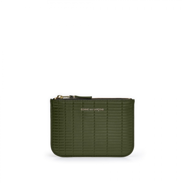 Comme des Garçons Small Zip Pouch - Embossed Brick Khaki Comme des Garçons Small Zip Pouch - Embossed Brick Khaki