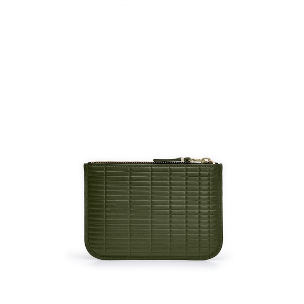 Comme des Garçons Small Zip Pouch - Embossed Brick Khaki Comme des Garçons Small Zip Pouch - Embossed Brick Khaki