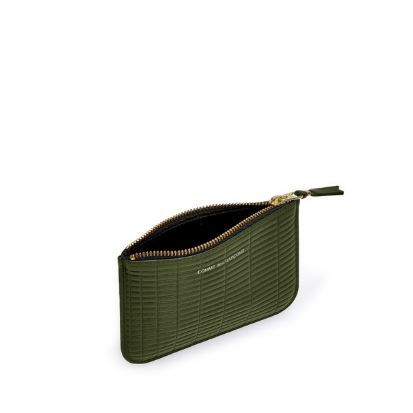 Comme des Garçons Small Zip Pouch - Embossed Brick Khaki Comme des Garçons Small Zip Pouch - Embossed Brick Khaki