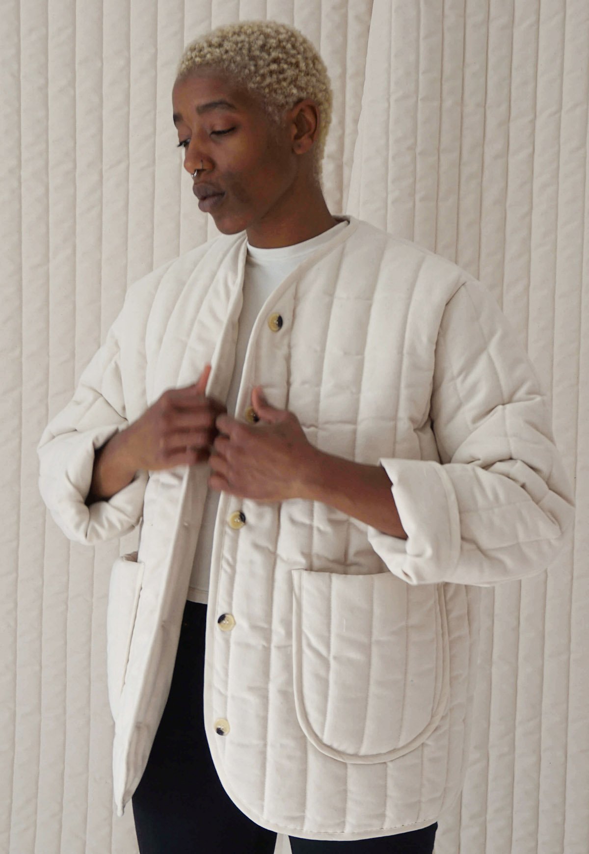 Textilehaus Quilted Jacket - Cream - Image 1 of 5