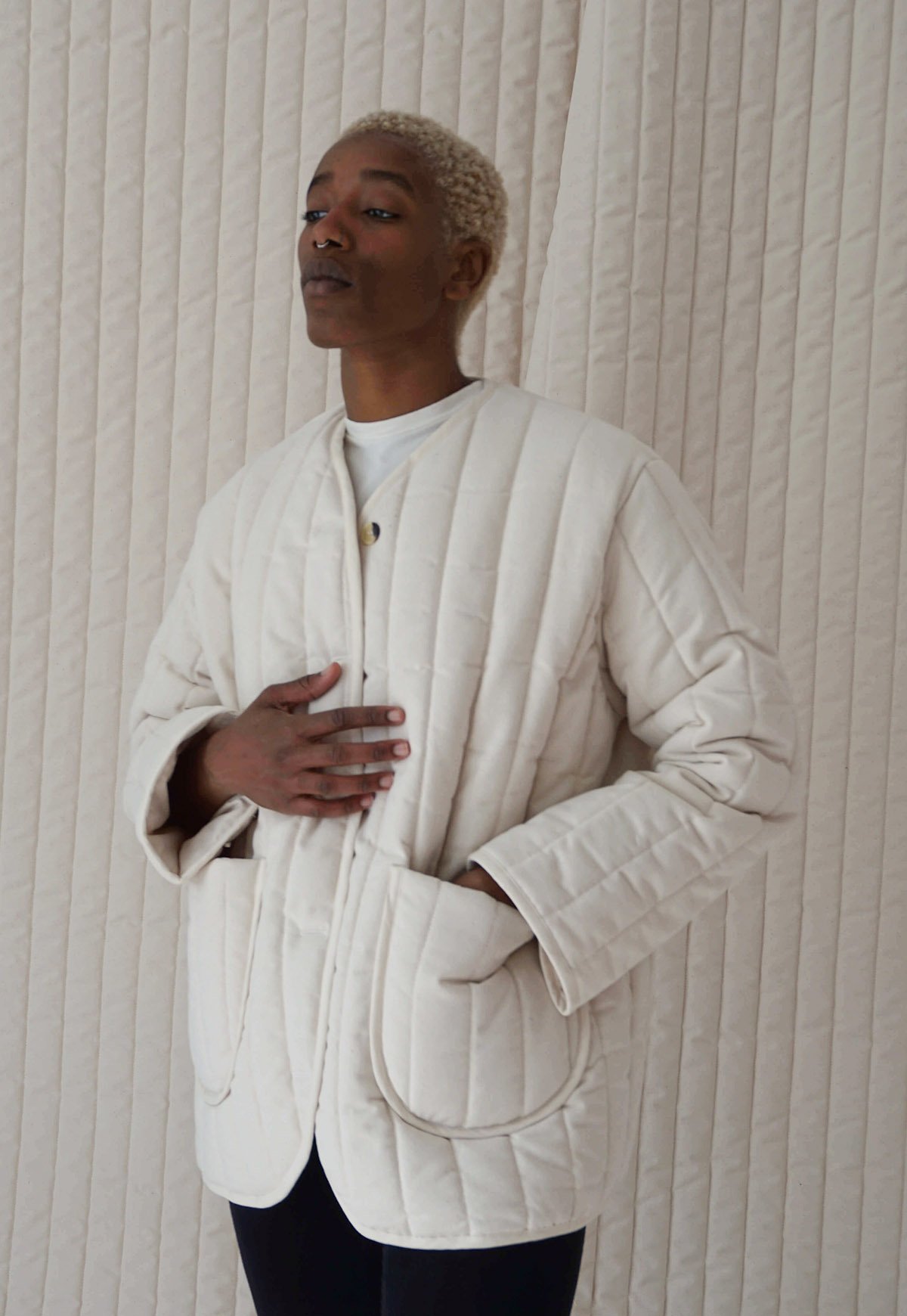 Textilehaus Quilted Jacket - Cream - Image 3 of 5