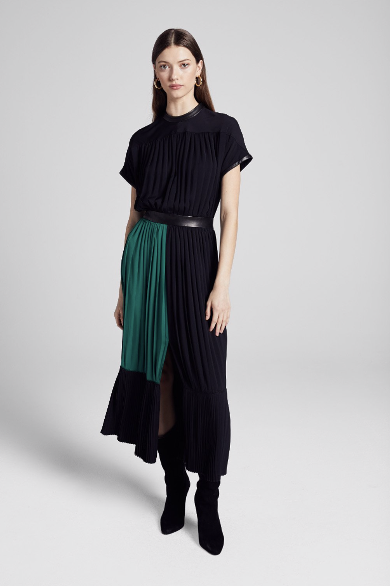 alc black pleated dress