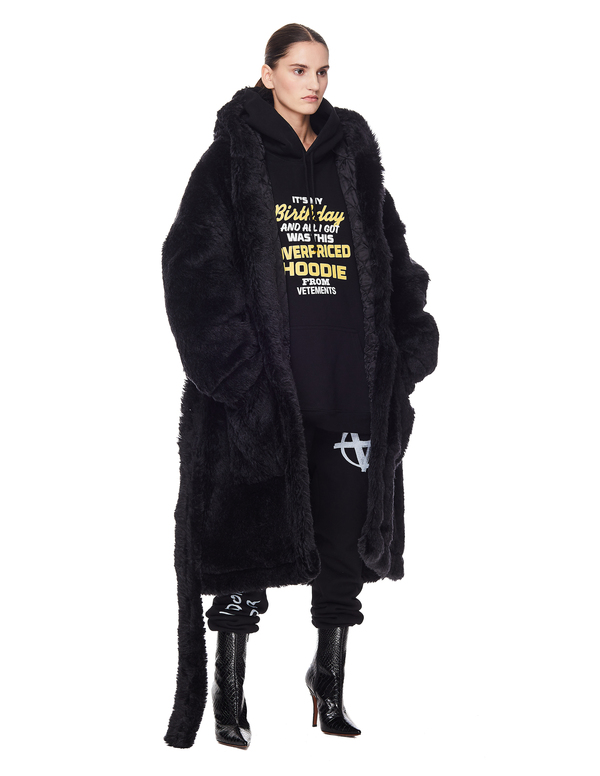 Vetements Anarchy Faux Fur Coat - Black | Garmentory