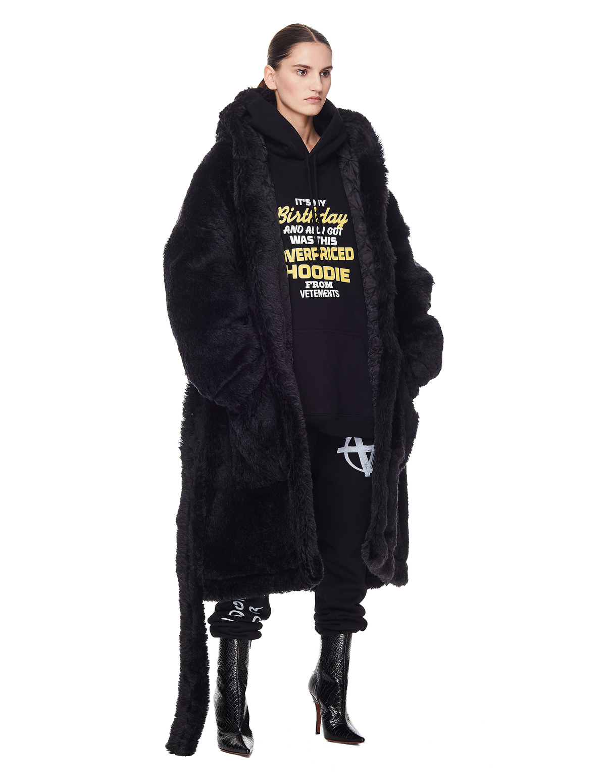 Vetements Anarchy Faux Fur Coat - Black | Garmentory