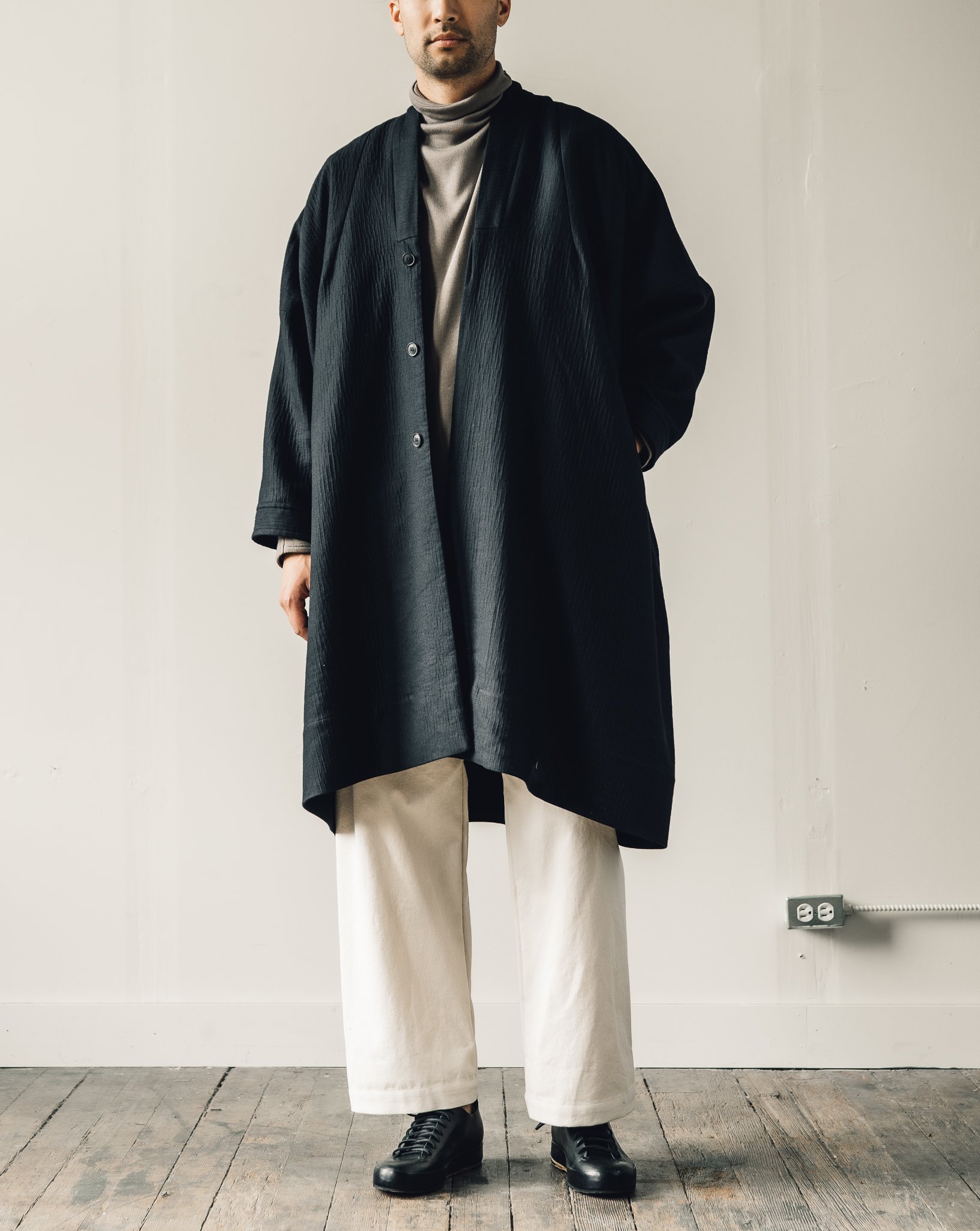 Jan-Jan Van Essche Padded Cotton/Wool Coat #20 - Black | Garmentory
