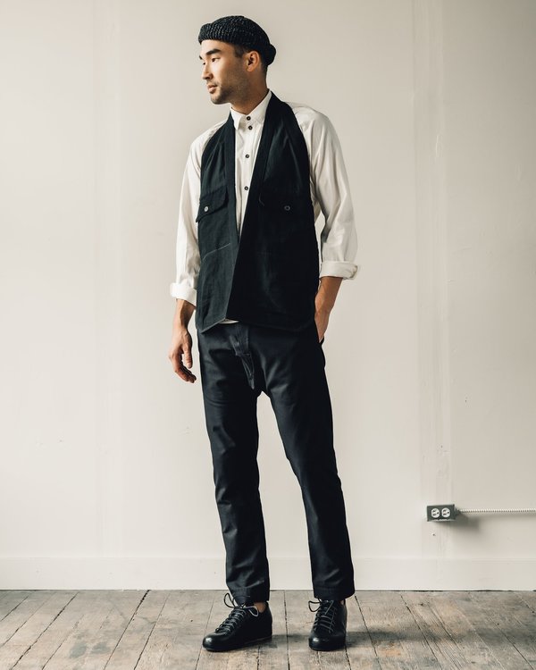 Jan Jan Van Essche【LINEN BAMBOO VEST】 Jan-Jan Van Essche Bamboo Cloth Gilet #10 - Black | Garmentory