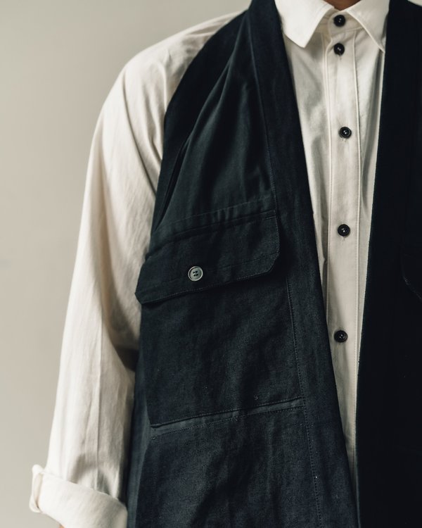 Jan Jan Van Essche【LINEN BAMBOO VEST】 Jan-Jan Van Essche Bamboo Cloth Gilet #10 - Black | Garmentory