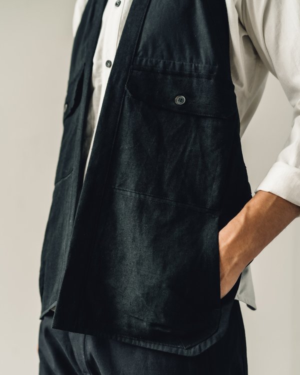 Jan-Jan Van Essche Bamboo Cloth Gilet #10 - Black | Garmentory