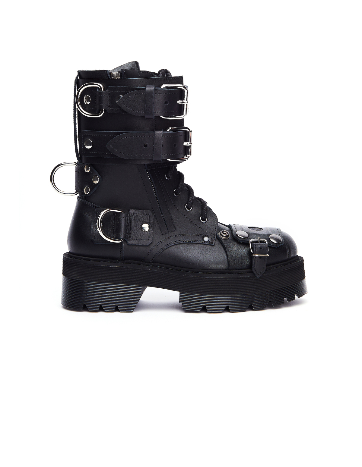 Vetements Leather Belted Army Boots - Black | Garmentory
