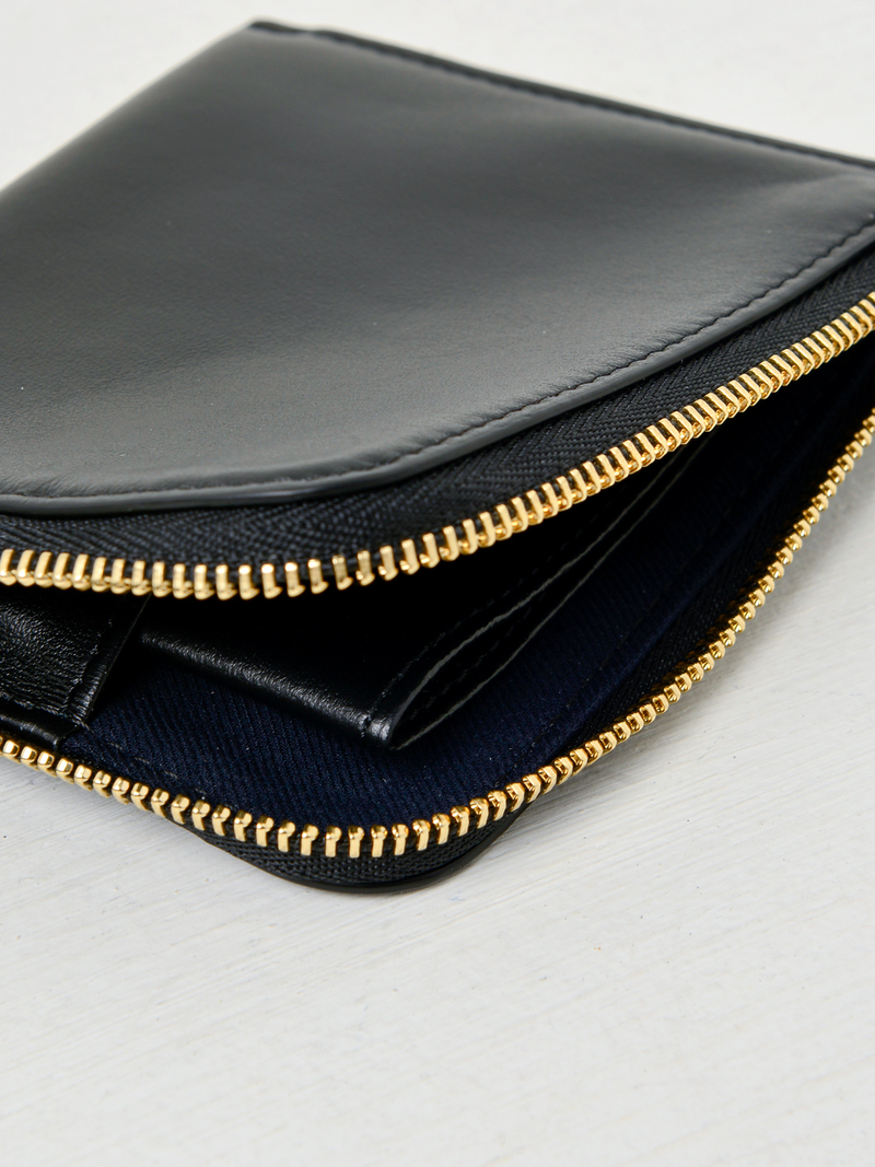 Maison Kitsune TRICOLOR COIN PURSE LEATHER - BLACK | Garmentory