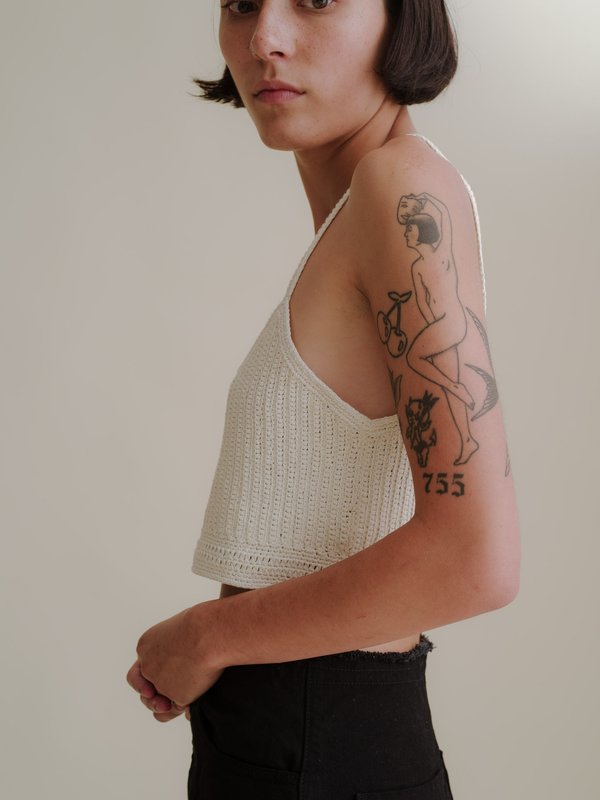 FIRST RITE CROCHET CROP TANK - NATURAL FIRST RITE CROCHET CROP TANK - NATURAL