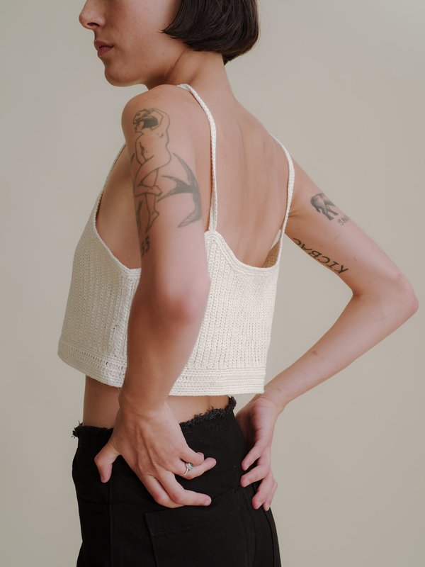 FIRST RITE CROCHET CROP TANK - NATURAL FIRST RITE CROCHET CROP TANK - NATURAL