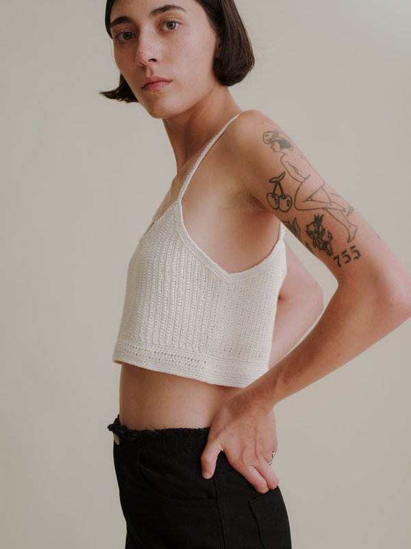 FIRST RITE CROCHET CROP TANK - NATURAL FIRST RITE CROCHET CROP TANK - NATURAL