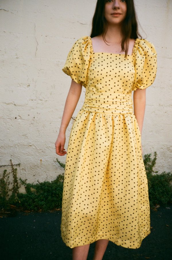 Shrimps Eden Polka Dot Dress - Pale Banana | Garmentory Shrimps Eden Polka Dot Dress - Pale Banana | Garmentory