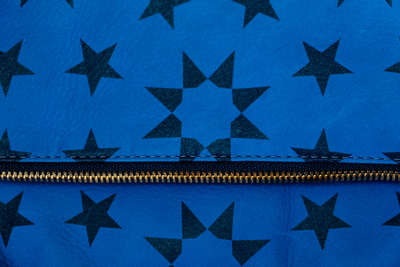 Clare Vivier Foldover Clutch - Cobalt Leather with Navy Moor Print Clare Vivier Foldover Clutch - Cobalt Leather with Navy Moor Print