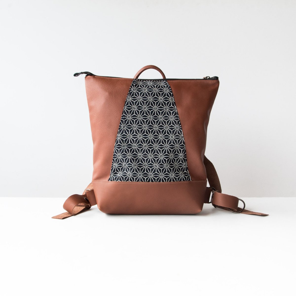 Kazak Hobart Recycled Leather and Japanese Fabric Backpack Garmentory