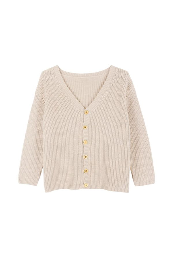 unisex kids le petit germain Leo Cardigan - Hot Milk