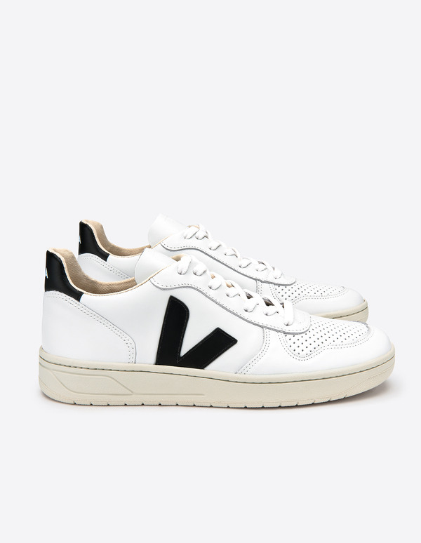 VEJA V-10 Leather sneaker - Extra White Black VEJA V-10 Leather sneaker - Extra White Black