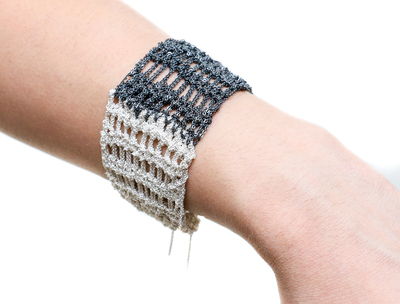 Arielle de Pinto Two Tone Lattice Bracelet - Silver + Midnight Arielle de Pinto Two Tone Lattice Bracelet - Silver + Midnight