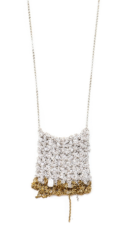 Arielle de Pinto Square Inch Drop Necklace in Silver and Gold Arielle de Pinto Square Inch Drop Necklace in Silver and Gold