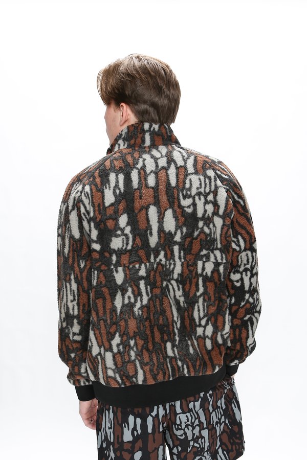 Stussy Tree Bark Fleece Jacket - Brown | Garmentory