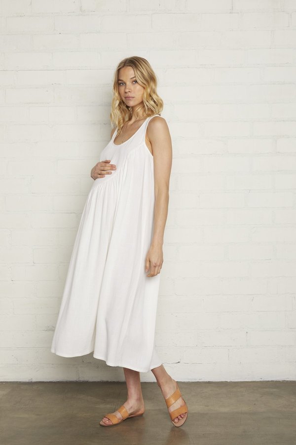 chinese dress ladies Maxi linen dress AGRA in White