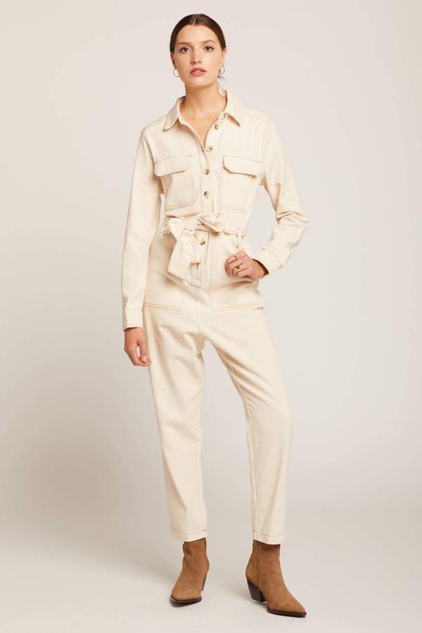 cream utility jumpsuit