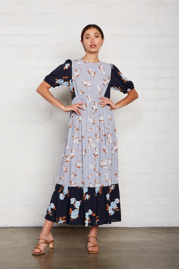 Rachel Pally Crepe Regina Dress - Black/Blue Flower Rachel Pally Crepe Regina Dress - Black/Blue Flower