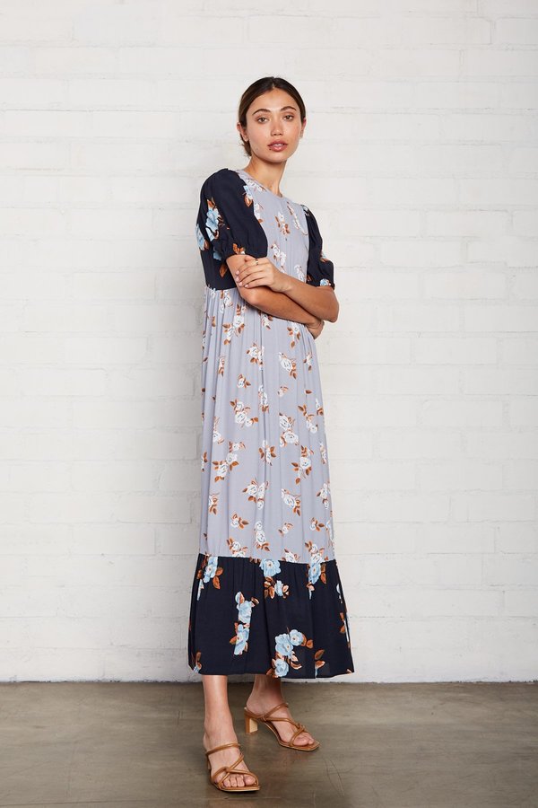 Rachel Pally Crepe Regina Dress - Black/Blue Flower Rachel Pally Crepe Regina Dress - Black/Blue Flower