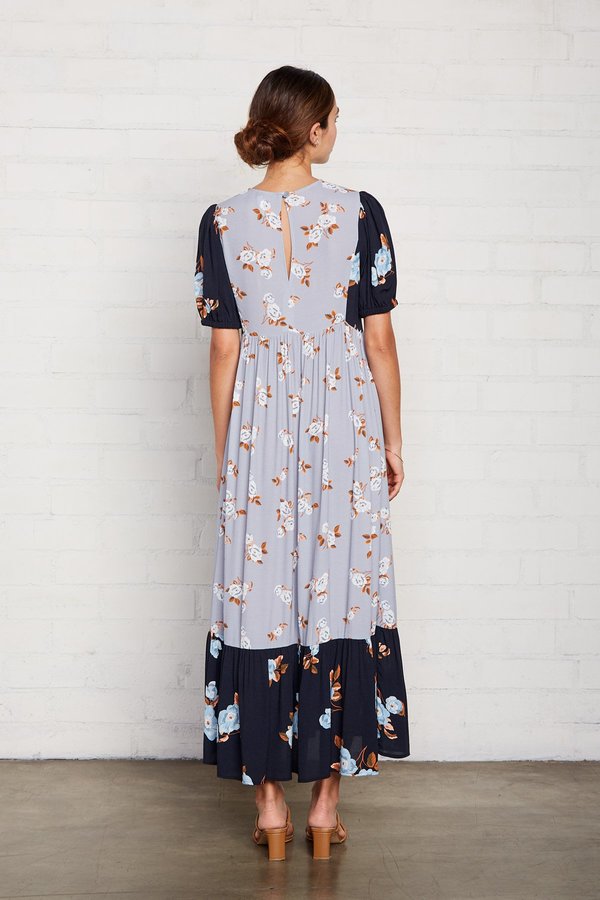 Rachel Pally Crepe Regina Dress - Black/Blue Flower Rachel Pally Crepe Regina Dress - Black/Blue Flower