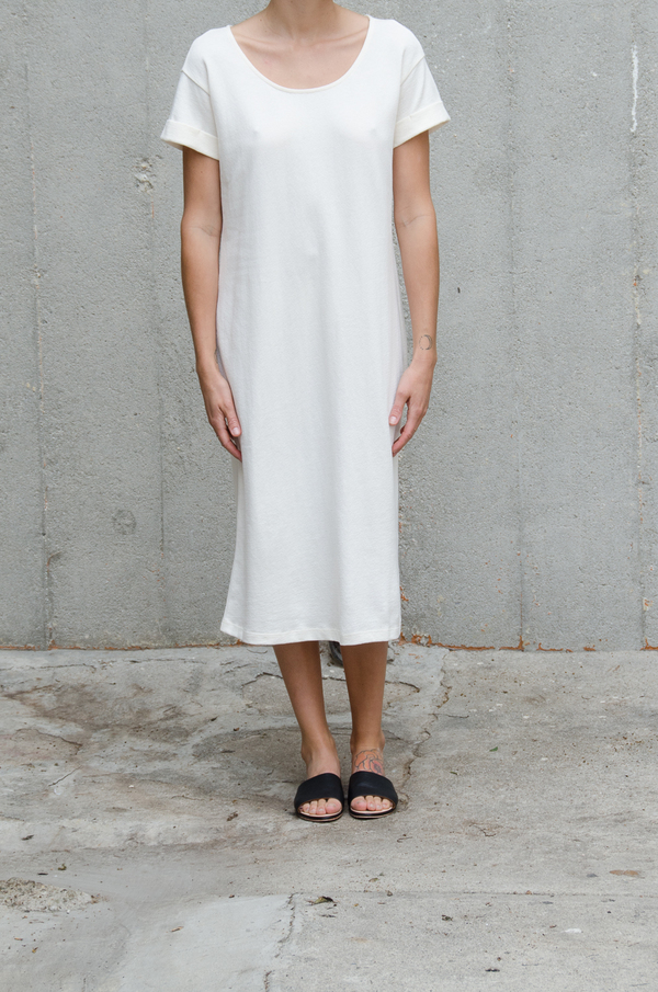 Ali Golden ROLL-SLEEVE T-SHIRT DRESS - CREAM Ali Golden ROLL-SLEEVE T-SHIRT DRESS - CREAM