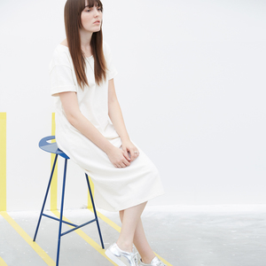 Ali Golden ROLL-SLEEVE T-SHIRT DRESS - CREAM Ali Golden ROLL-SLEEVE T-SHIRT DRESS - CREAM