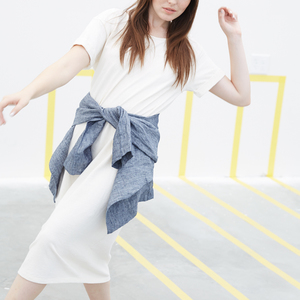 Ali Golden ROLL-SLEEVE T-SHIRT DRESS - CREAM Ali Golden ROLL-SLEEVE T-SHIRT DRESS - CREAM